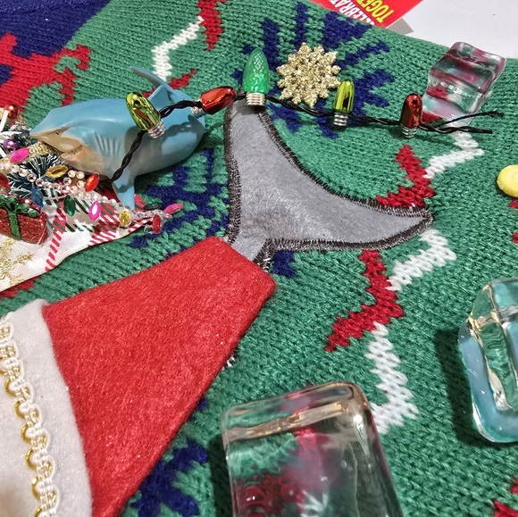 One of a Kind "Sharks Steal Christmas" Sweater Unisex Large - Picture 12 of 15